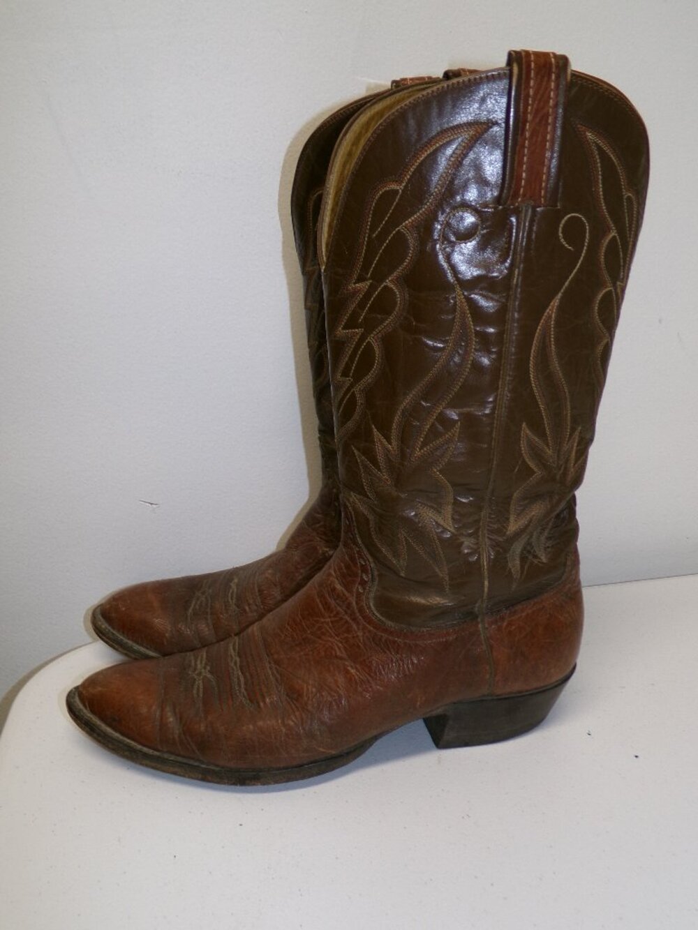 Vintage 80s Hondo Boots El Paso Texas Brown Cowboy Rodeo Boots 10.5 B #8272